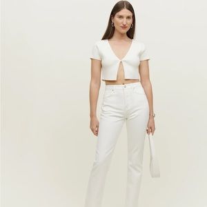 Reformation Cynthia High Rise Straight Jeans Vintage White Size 27